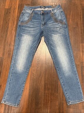 Vocal Medium Blue Skinny Jeans with Studded Pockets